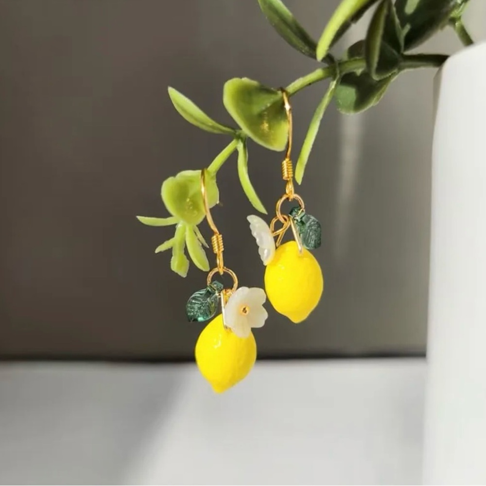 Cute lemon dangle earrings